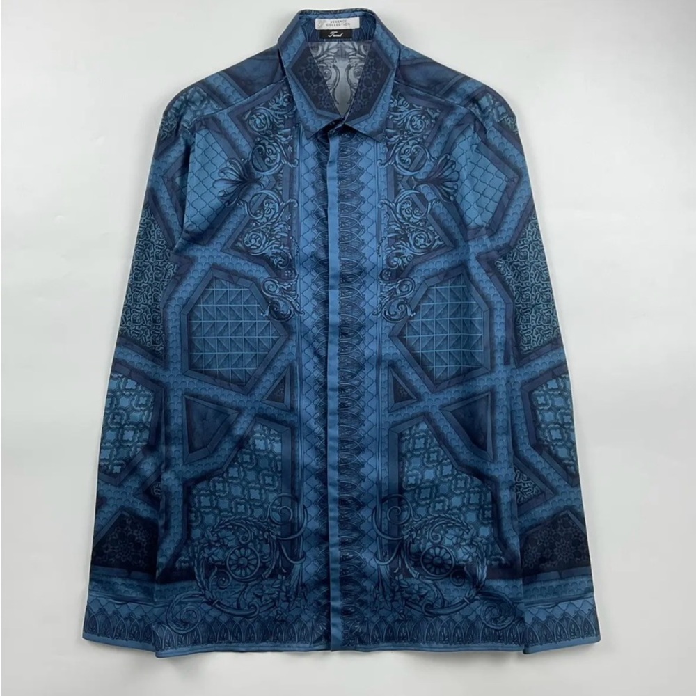 Versace Blue Patterned Shirt